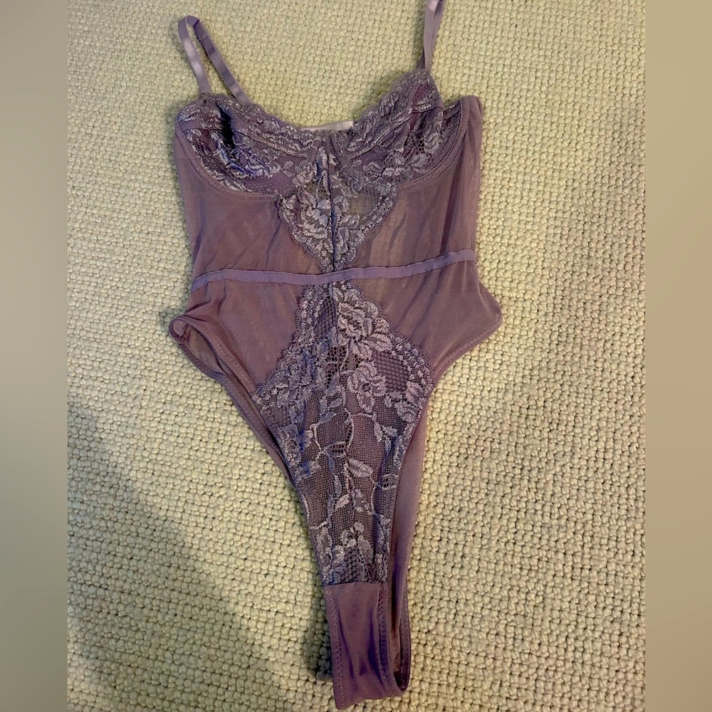 Purple lace bodysuit